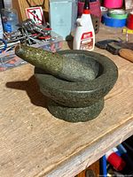 Mortar and pestle full set on workbench