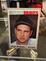 Front view of Topps Hoyt Wilhelm Braves card on stand