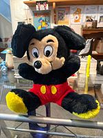 Front view of Mickey Mouse plush showing colors and features