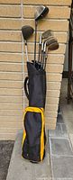 Full view of bag with clubs