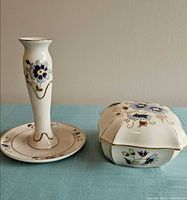 candlestick and trinket box full view