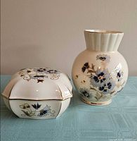 Vase and lidded trinket box full view