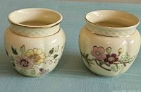 two round pots with Butterfly & Floral design