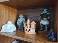 Shelf view showing all five items