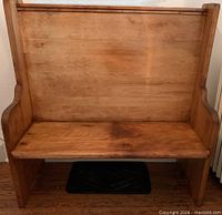 front view of solid wood church pew bench