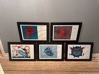 All five framed prints displayed