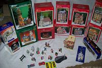 Group shot of all boxed buildings and loose accessories laid out