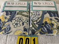 Front view of both sealed Waverly Imperial Buckingham valances showing pattern and labels