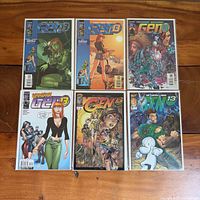 Six Gen 13 comics laid out in two rows