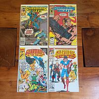 Group shot of four bagged Guardians of the Galaxy comics