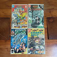 Overview of all four bagged comics laid out