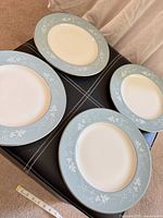 Top view of four plates showing sizes and pattern
