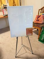 Canvas on tripod easel, front view