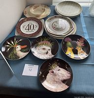 Entire assortment of plates and bowls grouped on table