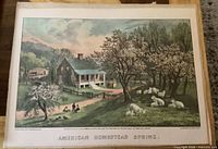 Close view of unframed lithograph showing full artwork and publisher details