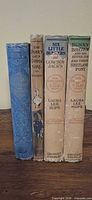 Spines of all four books showing titles and wear