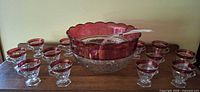 complete punch set displayed: bowl, cups, ladle