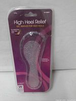Front of sealed High Heel Relief gel insoles package