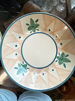 Peach and green geometric leaf serving bowl