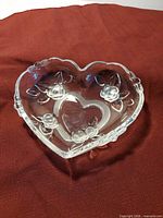 Top view of heart-shaped glass dish