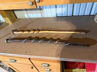 Overview of both walking sticks on workbench