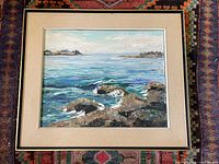 Full view of framed Georgian Bay oil painting