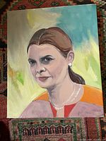 Front view of portrait painting showing subject and colors