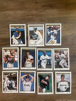 Top and middle rows of baseball cards showing star players