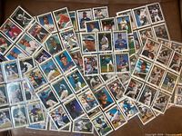 Spread of numerous 1992 O-Pee-Chee Premier baseball cards