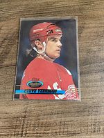 Front view of Topps Stadium Club Steve Yzerman hockey card
