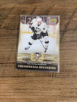 Front of Sidney Crosby Phenomenal Beginning Upper Deck hockey card in sleeve