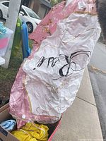 Pink and white bridal motif float showing colour and graphics