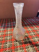 Full view of FTD pressed glass bud vase front