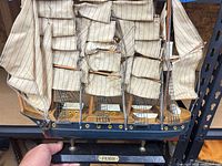 Full view of Pamir model showing hull, sails and stand