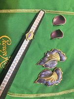 Ring on mandrel, stud fronts, leaf earring fronts