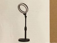 Front view of assembled ring light and stand rendering