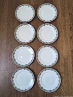 Eight matching plates front view showing pattern