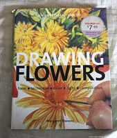 Front cover showing title, author, floral illustration, price sticker