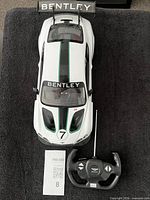 Top angled view of RC Bentley showing livery and controller