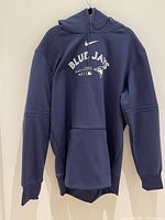 Full view of navy Blue Jays Nike hoodie front