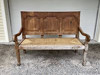 Full front view of oak bench