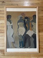 Framed serigraph showing full artwork with figures