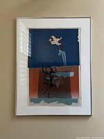 Framed lithograph full view straight on