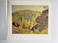 Full view of the Diamond Lake lithograph on portfolio sheet