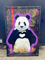Front view of full panda painting showing design and size