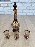 Full view decanter with stopper and two tumblers