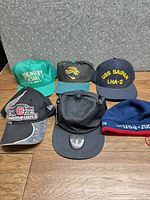 All six hats laid out for overview