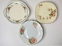 Front view of all three floral plates
