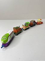 All five Chuggington diecast train toys lined up