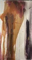 Front view of the abstract wax and acrylic painting